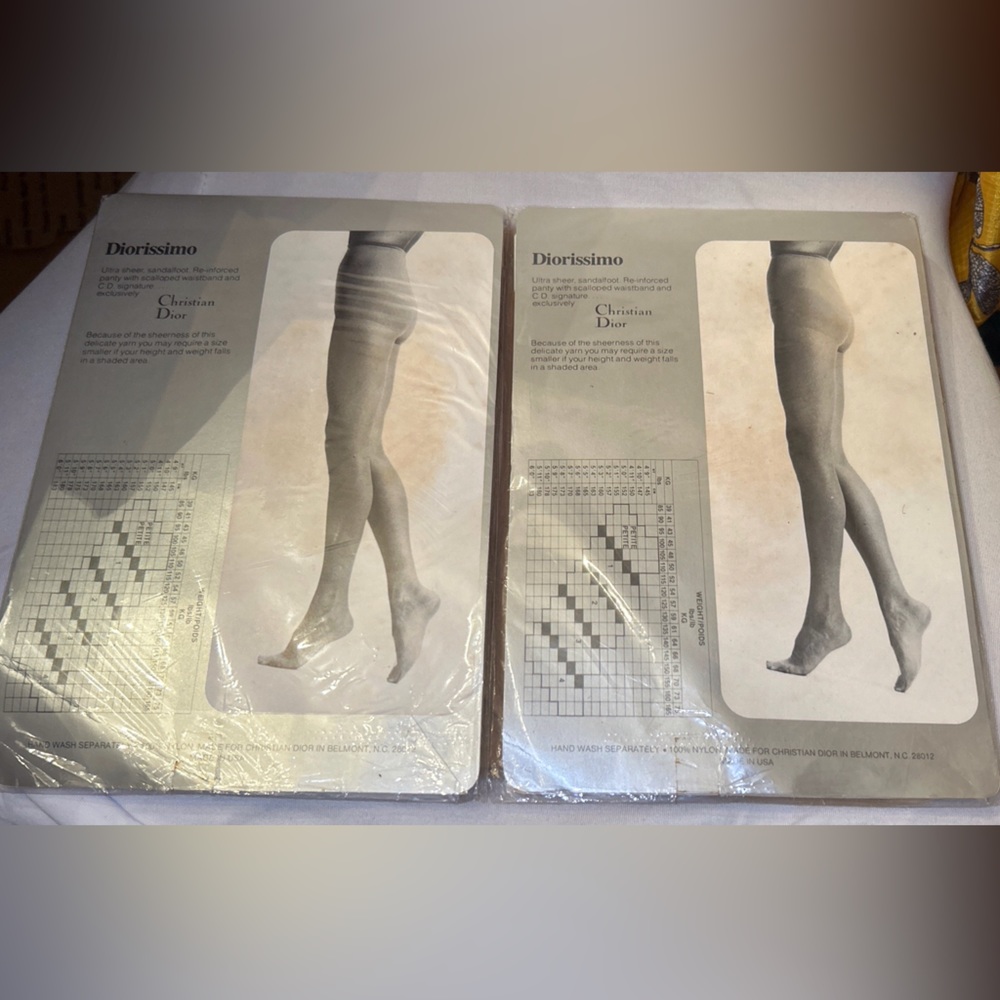 2 CHRISTIAN DIOR Nylon Stocking Petite Tan ultra sheer hosiery - Picture 3 of 6